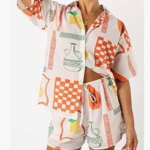 Petal & Pup Orange and White Checkered Set